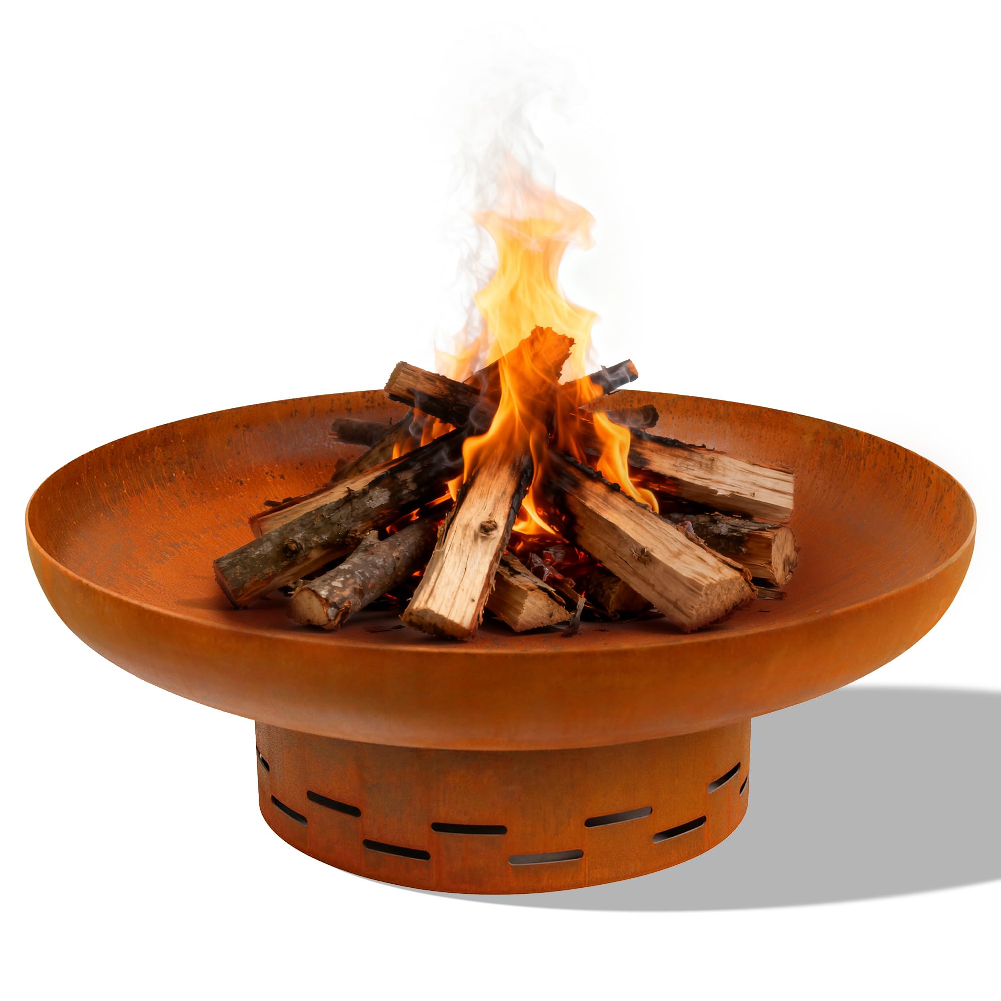 KOL Fire Pit for Outside Wood Burning, 27.5 Inch Round Firepit Bowl Outdoor and Patio, Heavy-Duty Steel Bonfire Pit Oxid