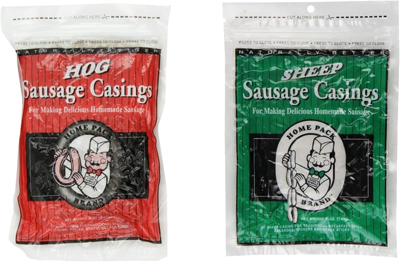 DeWied Natural Sheep Casings Home Pack Size & Hog Home Pack Sausage Casings 32mm (8oz.)