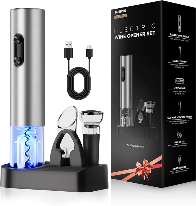 BABONIR 6-in-1 Electric Wine Opener Gift Set