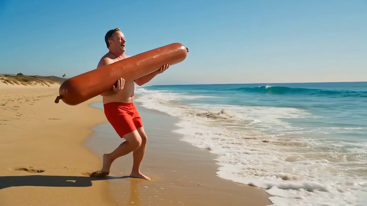 Still from Baywatch Sausage Patrol