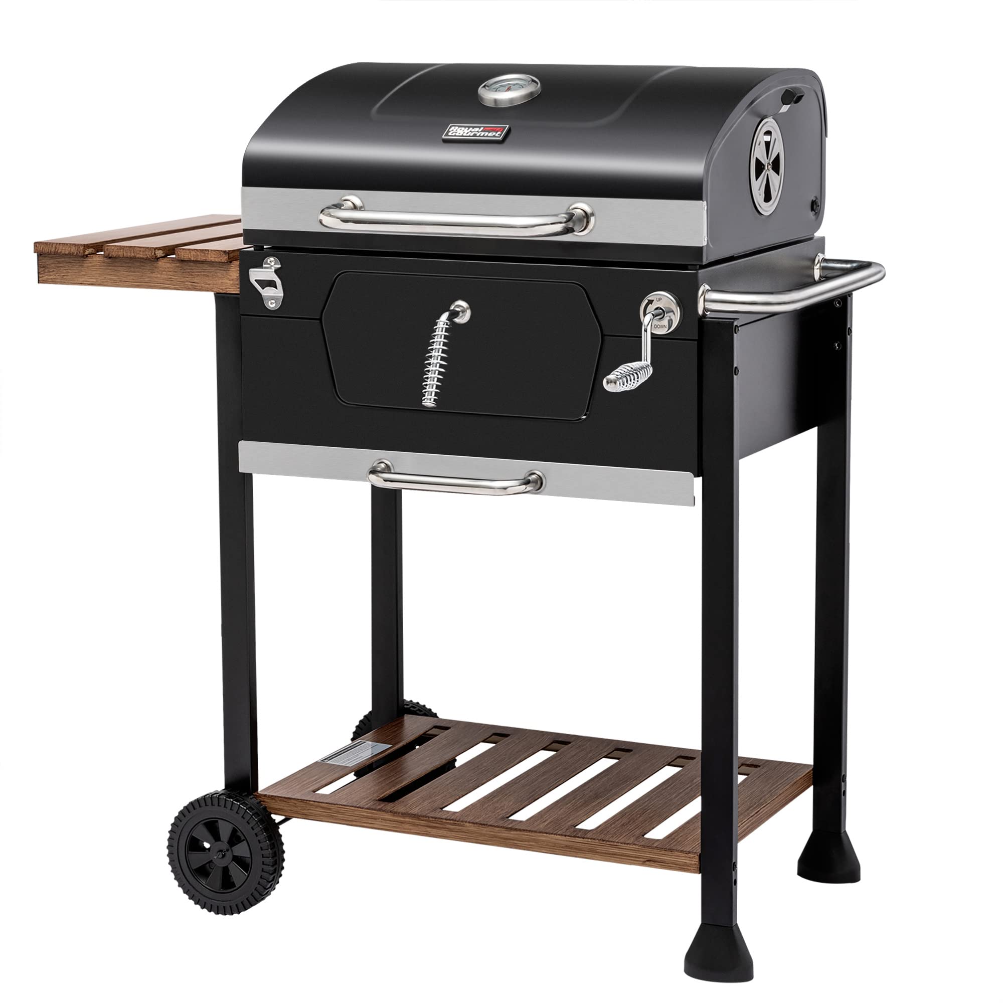 Royal Gourmet CD1824M 24-Inch Charcoal Grill with Handle and Folding Table | BBQ Smoker Perfect for Outdoor Patio, Garde