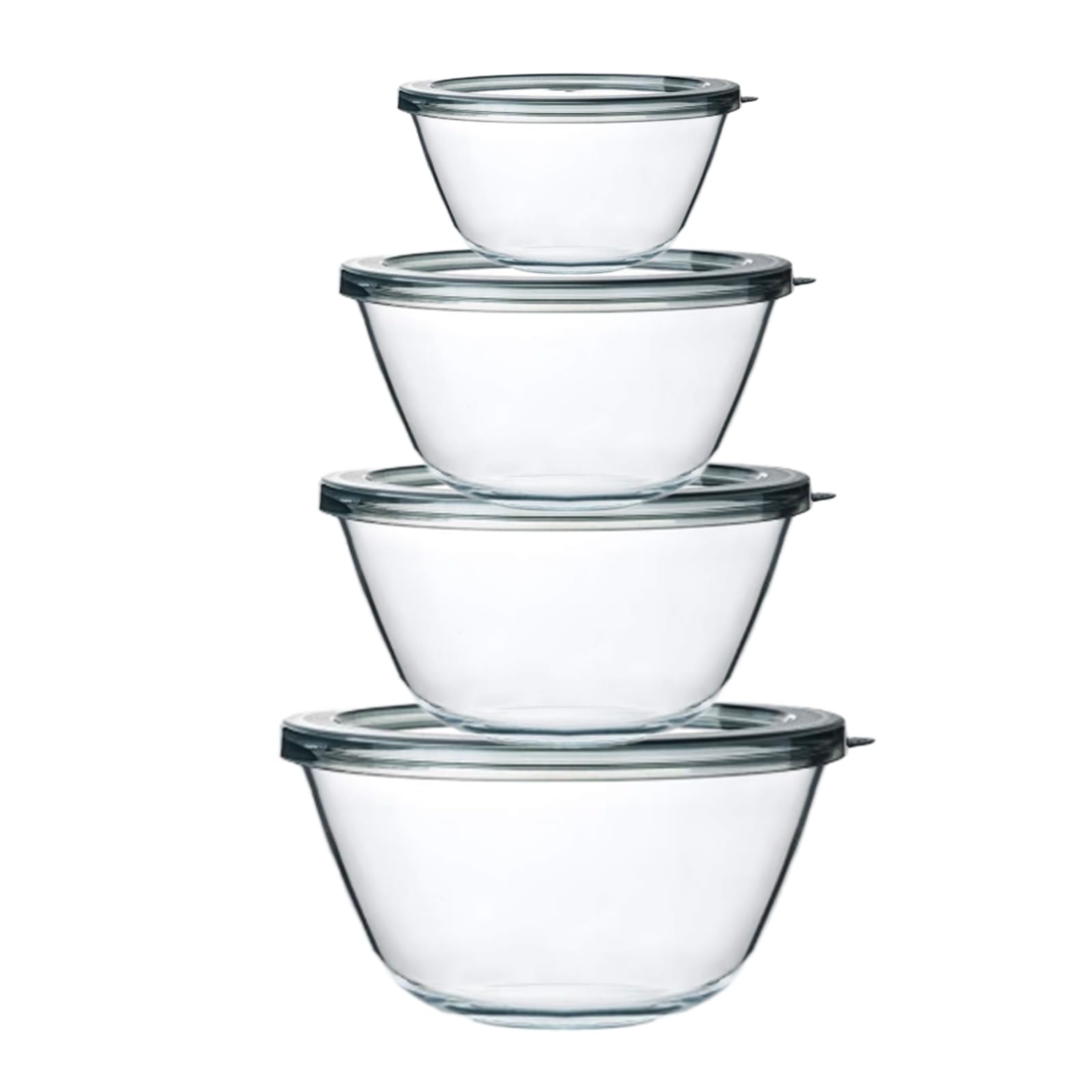 M MCIRCO 4 Packs Glass Mixing Bowls with Lids Set, 0.8/1.7/2.9/4.8 Qt | Glass Bowl Set, Nesting Bowls for Meal Prep, Foo