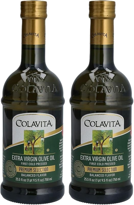 Colavita Premium Selection Extra Virgin Olive Oil Glass Bottle 25.5 Fl Oz (Pack of 2)