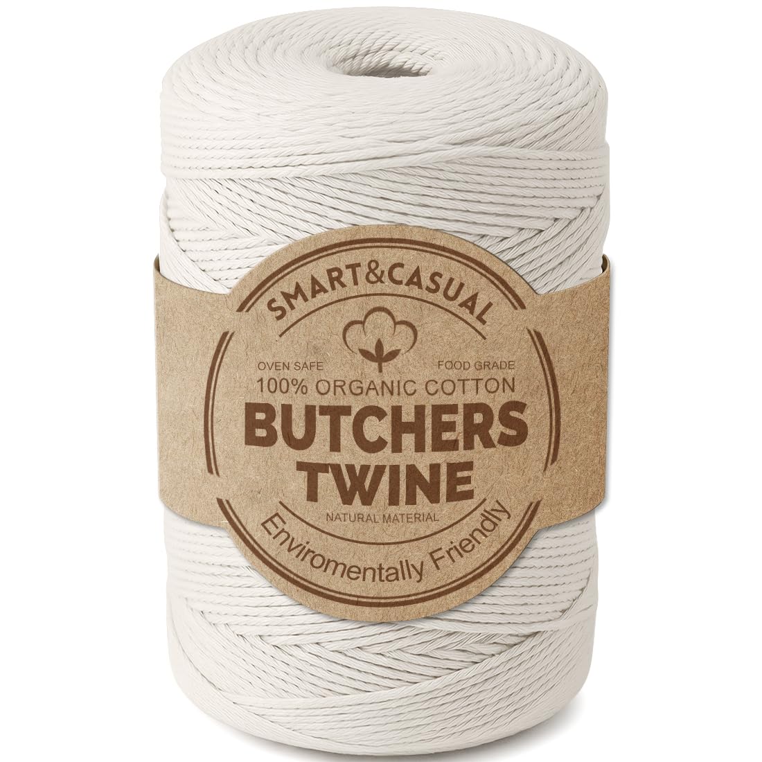 SMART&CASUAL 700 Feet 100% Cotton Butcher Twine String 2mm Food-Grade Cooking Twine for Kitchen Roasting Turkey Sausage 