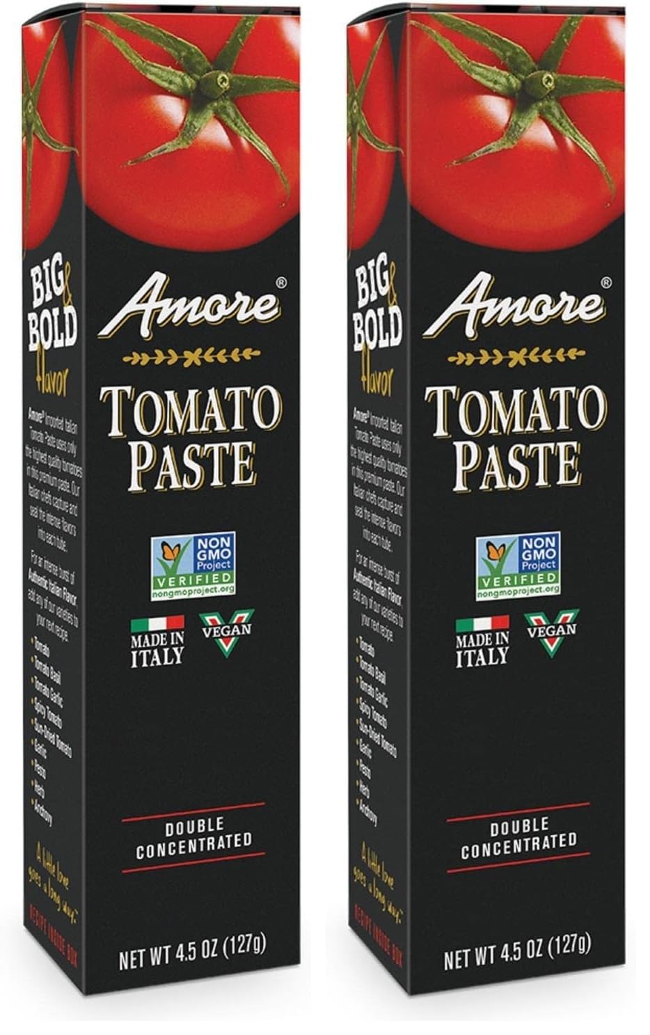 Amore Vegan Tomato Paste In A Tube - Non GMO Certified and Made In Italy (Pack of 2)