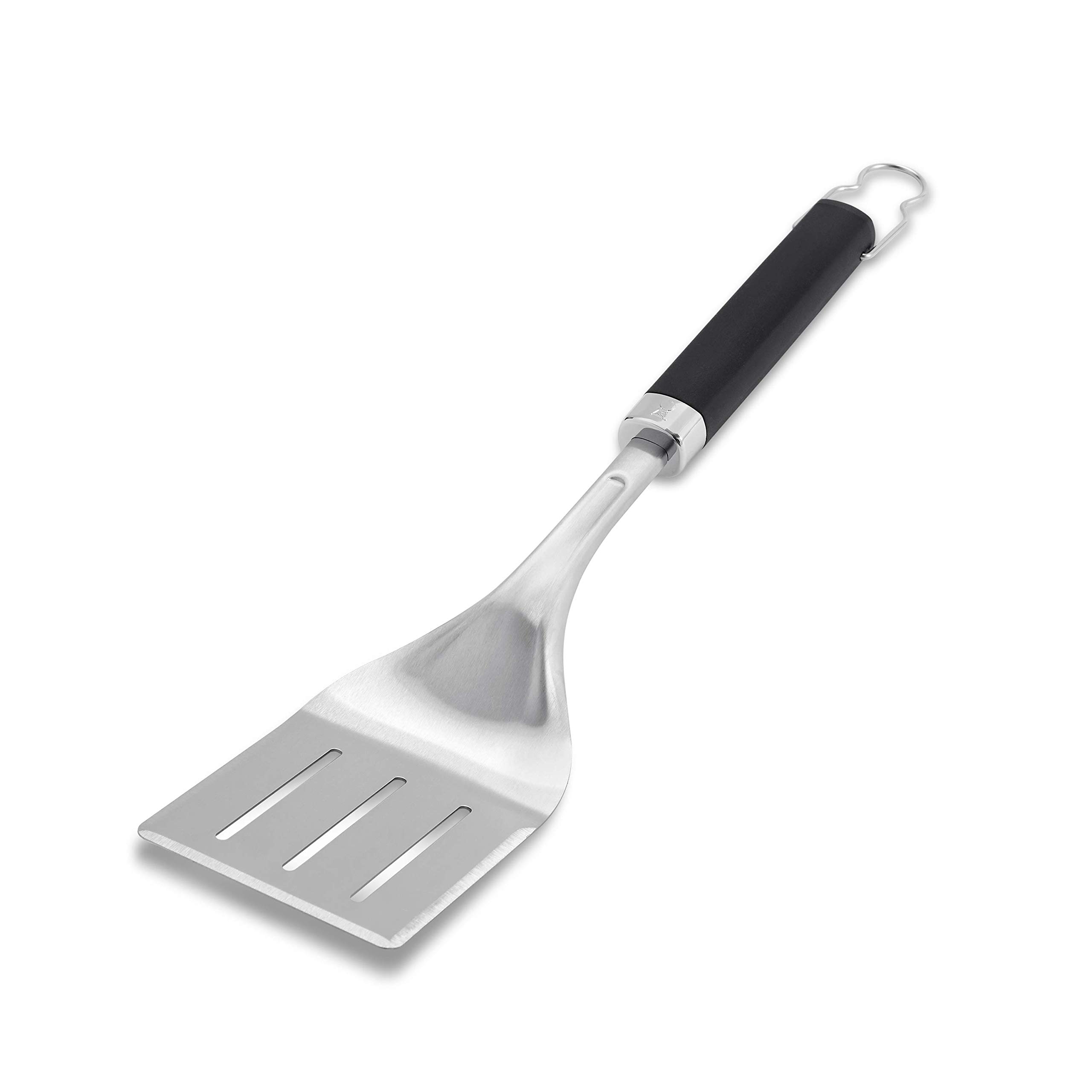 Weber® Precision Grill Spatula, Stainless Steel | BBQ Spatula with 3‑Sided Beveled Edge, Non‑Slip Soft‑Touch Handle, Han