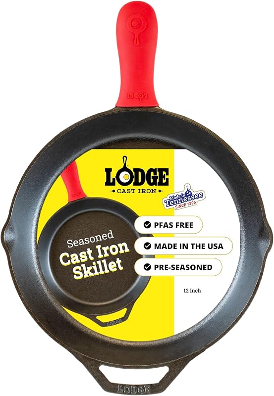 Lodge Seasoned Cast Iron Skillet 12 Inches - Quality Frying Pan for the Stove, Oven, Grill & Campfire - Inc...