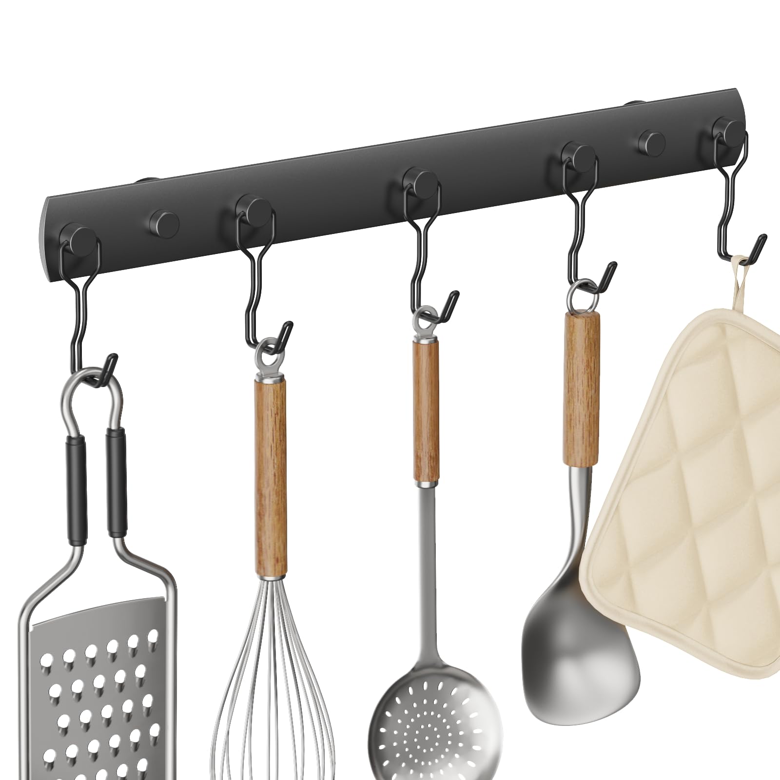 Magnetic Grill Hooks with 5 Hooks, Strong Magnet BBQ Tool Rack | Grill Storage Accessories for Refrigerator Traeger Blac