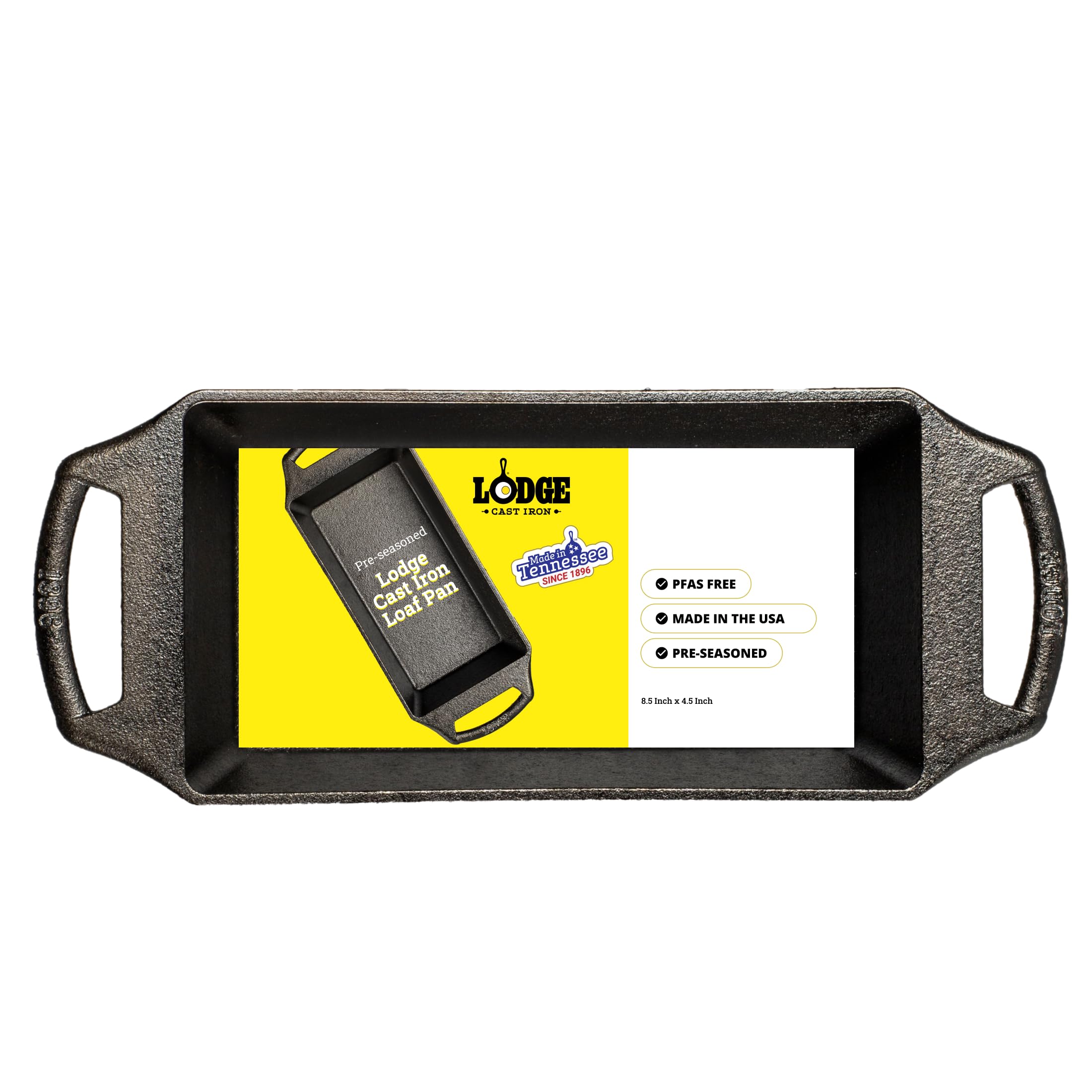 Lodge Seasoned Cast Iron Loaf Pan 8.5 Inches - Pre-Seasoned Rectangular Cast Iron Bakeware- Even Browning Bread Pan with
