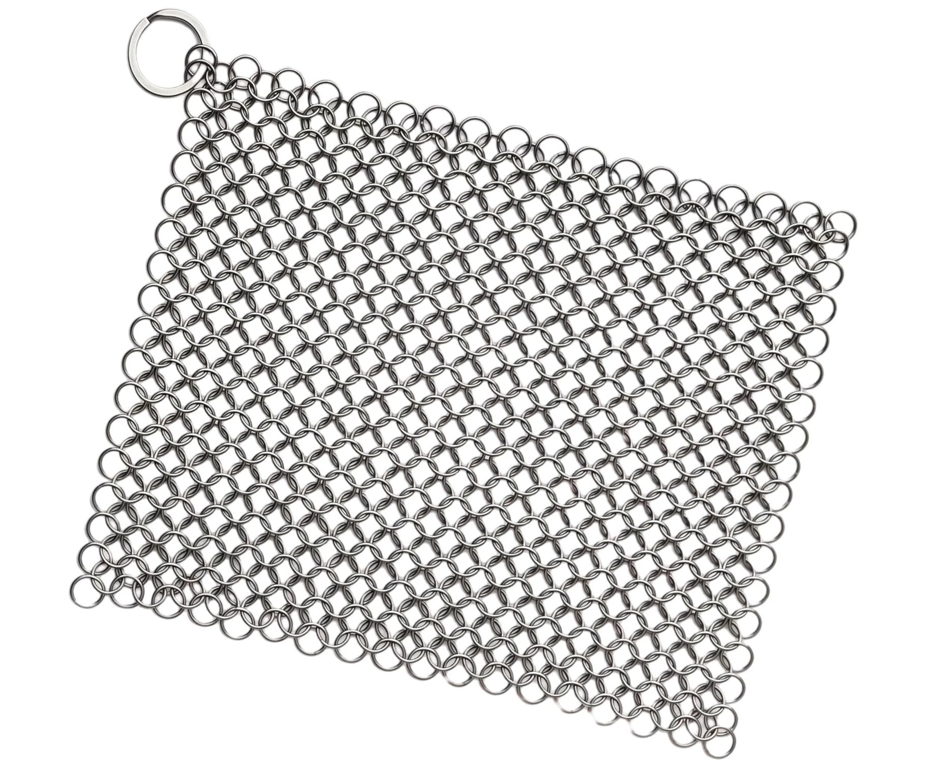 8\"x6\" Cast Iron Scrubber Stainless Steel Chainmail Cleaner for Pre-Seasoned Pans, Griddles, BBQ Grill and Pot Cookware