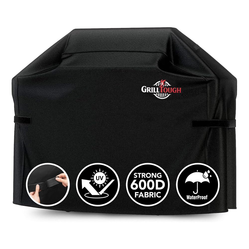 Heavy Duty BBQ Grill Cover for Outdoor Grill, 58 Inch, Black | Waterproof, Rip-Proof Fabric, Weather & UV Resistant, Fad