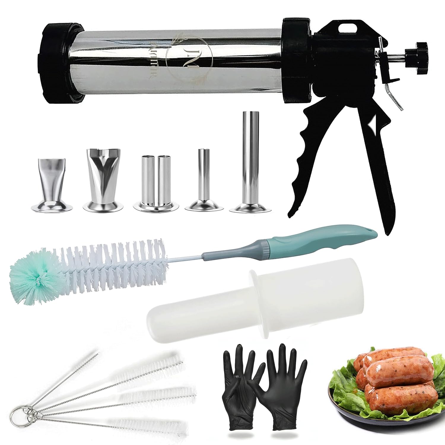 2LB Professional Jerky Gun Kits, Sausage Stuffer, Stainless Steel Jerky Maker, Jerky Shooter, Beef Jerky Making Gun with