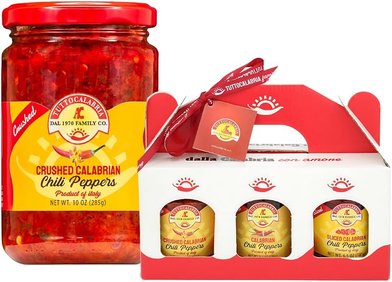 TuttoCalabria, Crushed Calabrian Chili Pepper (10 oz) & Variety 3 Pack, Crushed, Sliced, Calabrian Chili Peppe