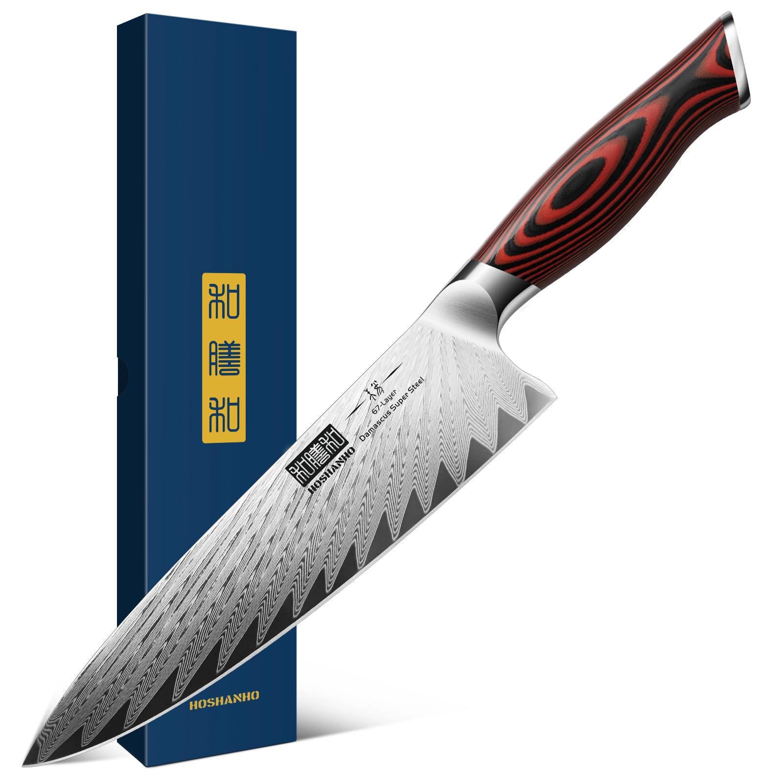 HOSHANHO Damascus Chef Knife, 8" Professional Japanese Kitchen Knife & G10 | 67 Layers Damascus Steel, Ultra Sharp Cook