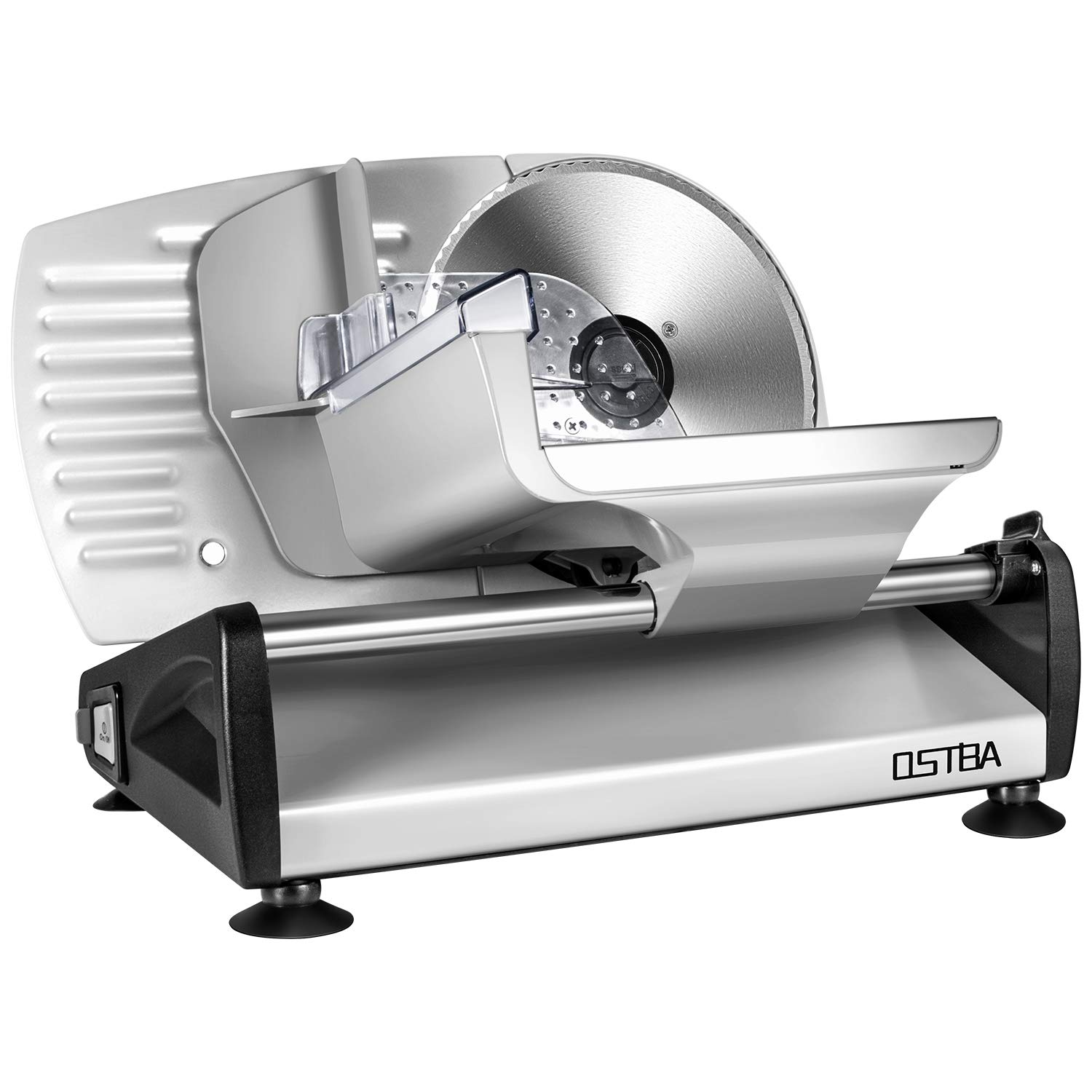OSTBA Meat Slicer Electric Deli Food Slicer with Child Lock Protection, Removable 7.5’’ Stainless Steel Blade and Food C