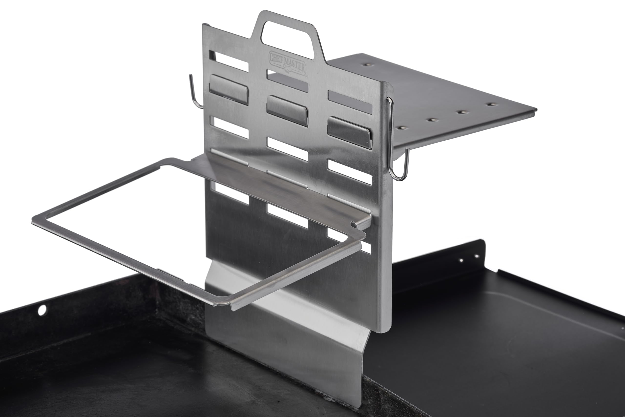 Chef Master Griddle Shelf & Steam Pan Insert Combo, Grill Organizer Caddy | Stainless Steel Construction, Heat-Resistant