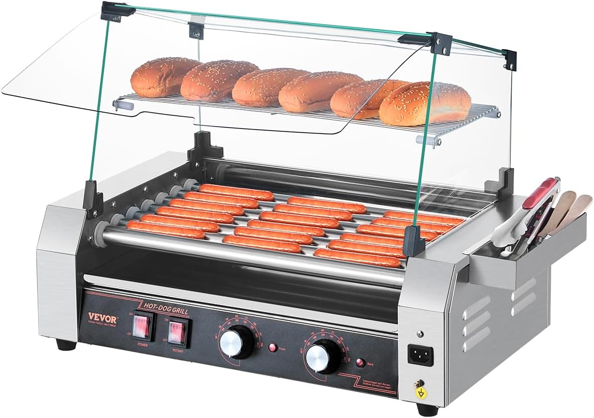 VEVOR stainless steel hot dog roller with dual temperature control