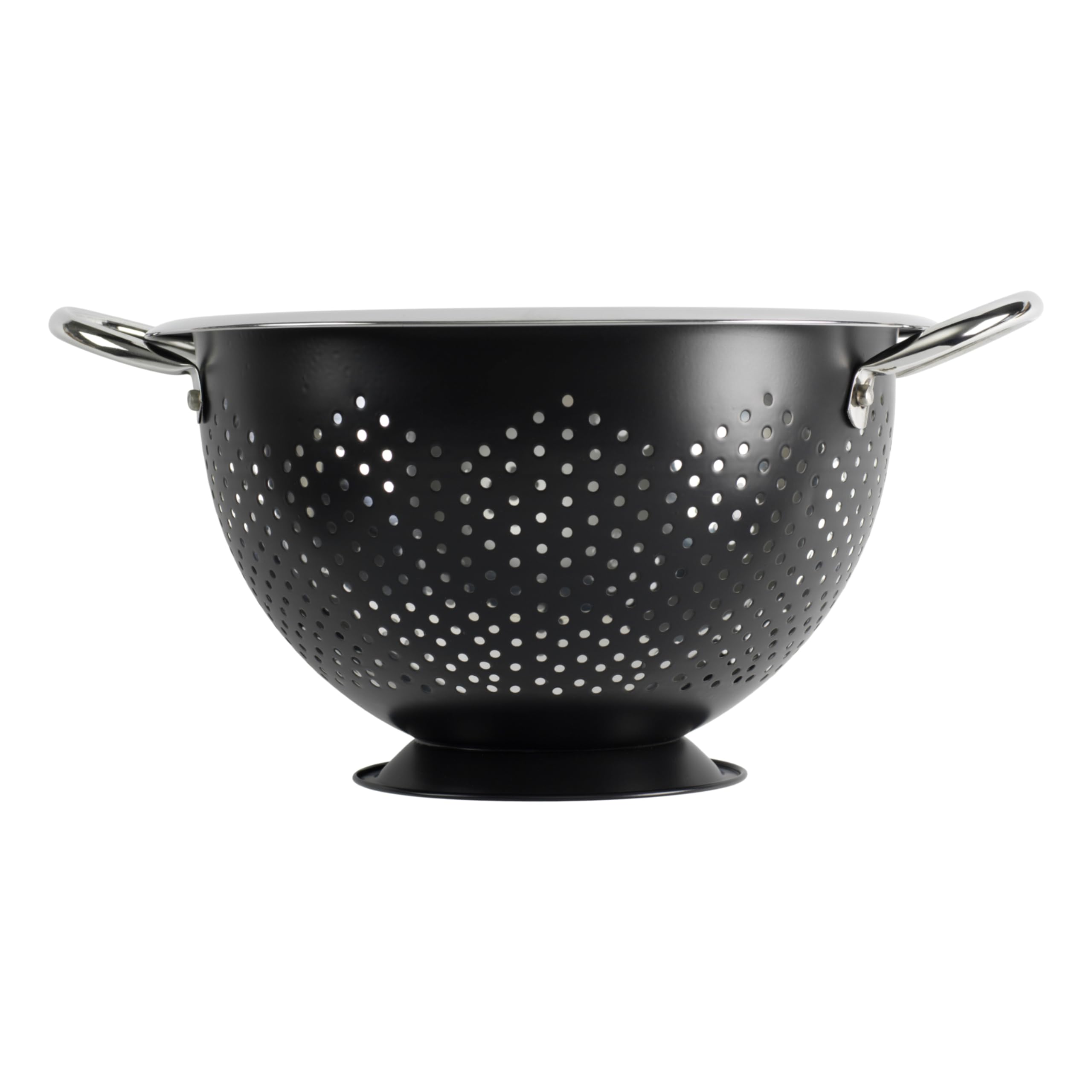GoodCook Colander Premium Stainless Steel Construction with Handles and Elevated Pedestal Foot, 5-Quart, Black