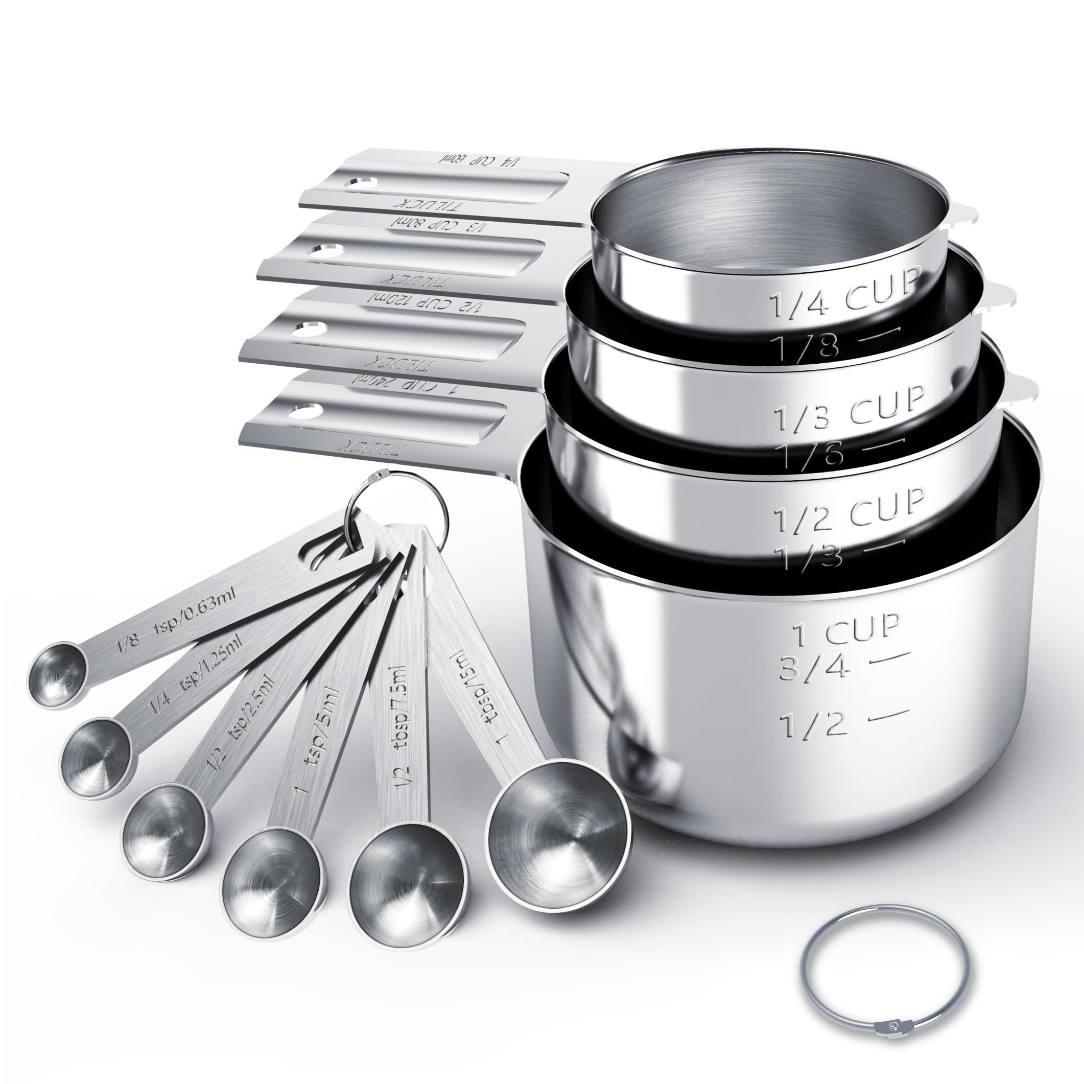 Stainless Steel Measuring Cups & Spoons Set, Cups and Spoons | Stainless Steel Nesting Measure Cups , Kitchen Gadgets fo