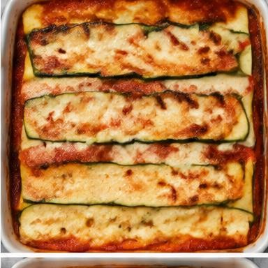 Illustrative zucchini & ricotta bake in a baking dish